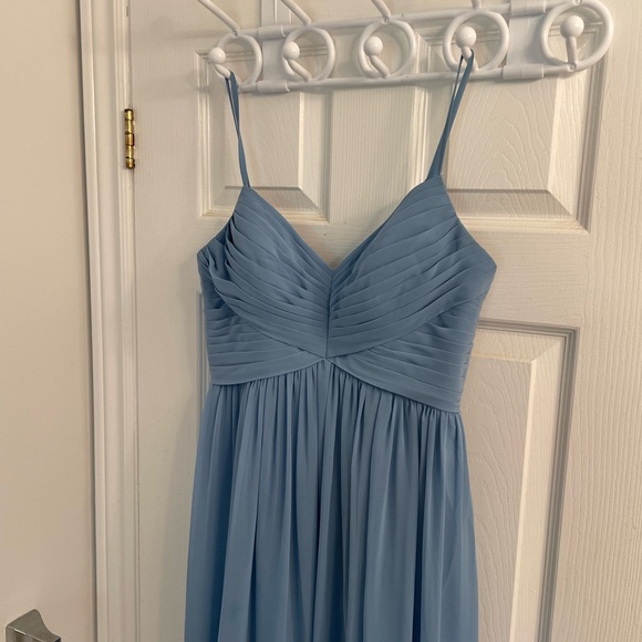 Azazie Steel Blue Dress - Picture 2 of 6